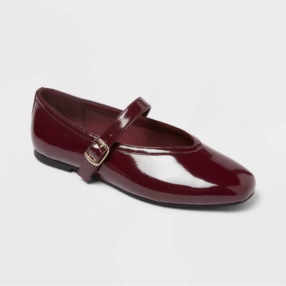 A NEW DAY Women's Elena Mary Jane Flats with Memory Foam Burgundy size -various